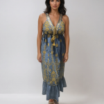 vestido boho bordado en dorado
