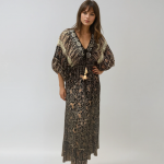 kimono etnico con bordado floral & mangas
